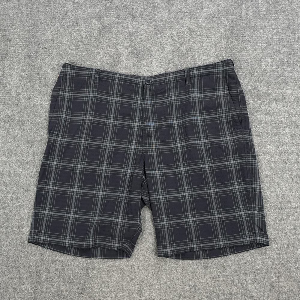 Tommy Bahama Shorts‎ Mens 40 Black Plaid Microfiber Chino 10 Inseam Stretch